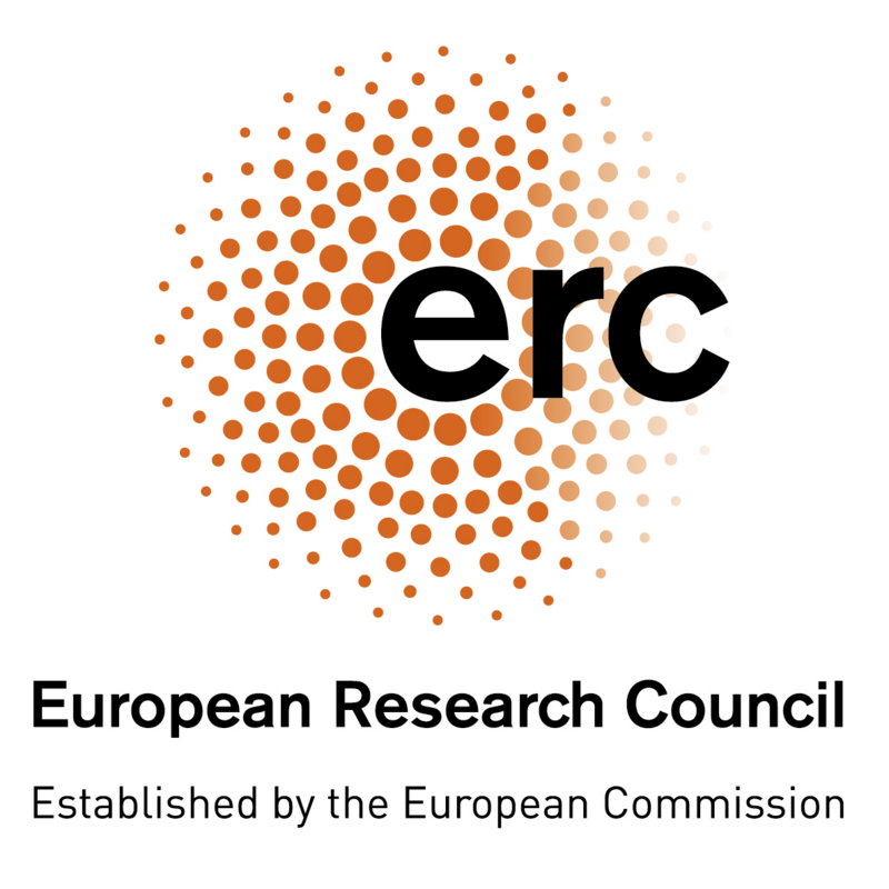 Logo des ERC mit orangenen Punkten hinter den Buchstaben erc